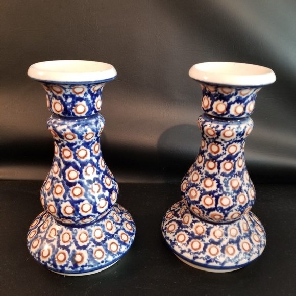 Source Unknown Other - Set Of 2 Handpainted Polish Candle Holders